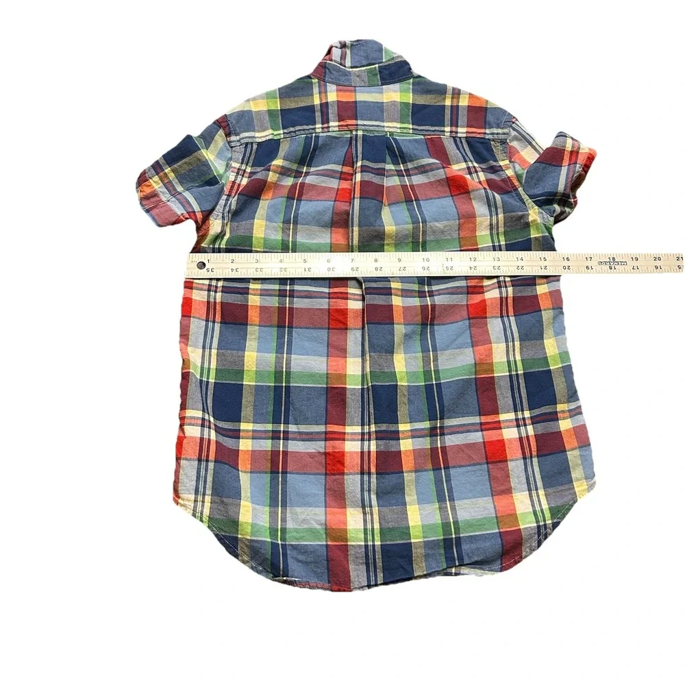 Ralph Lauren Youth‎ Boy Multicolor Plaid Short Sleeve Button Up Shirt Small 8